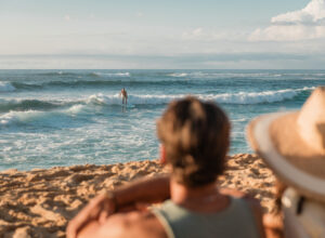 watching a surfer at Sunset Beach, Oahu