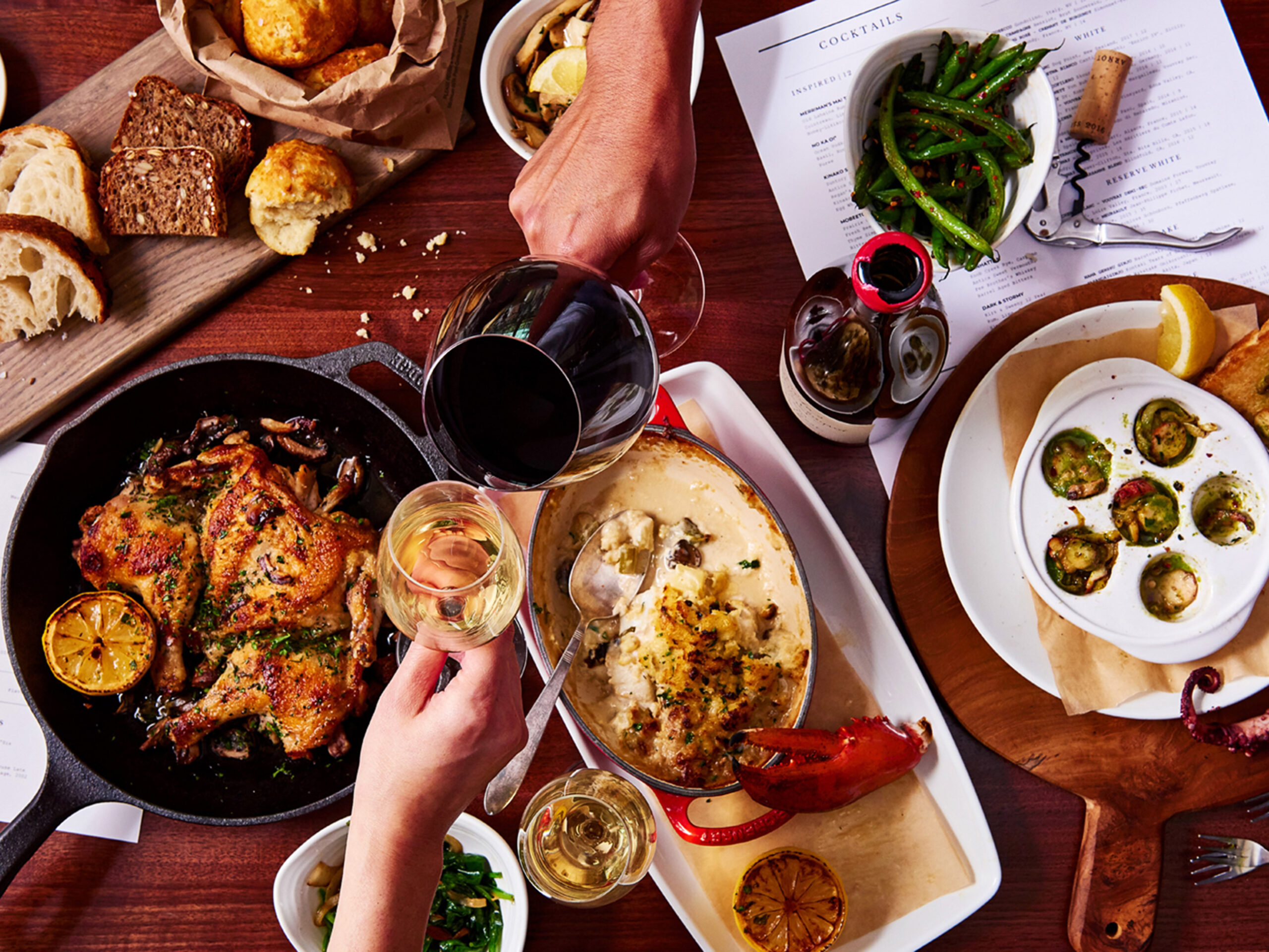 a Hawaiian feast with wine at Merriman's