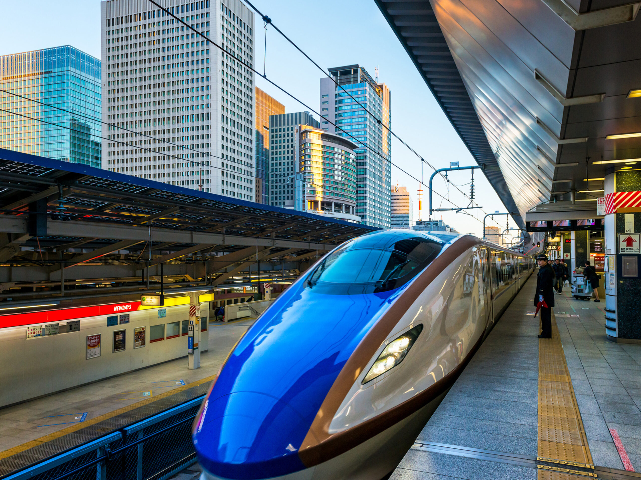 a Shinkansen bullet train in Tokyo