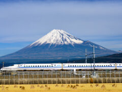 Fuji Mountain and Shinkansen Bullet Train