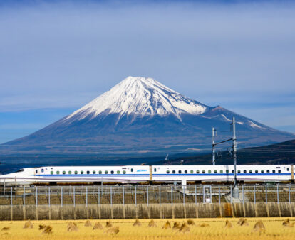 Fuji Mountain and Shinkansen Bullet Train