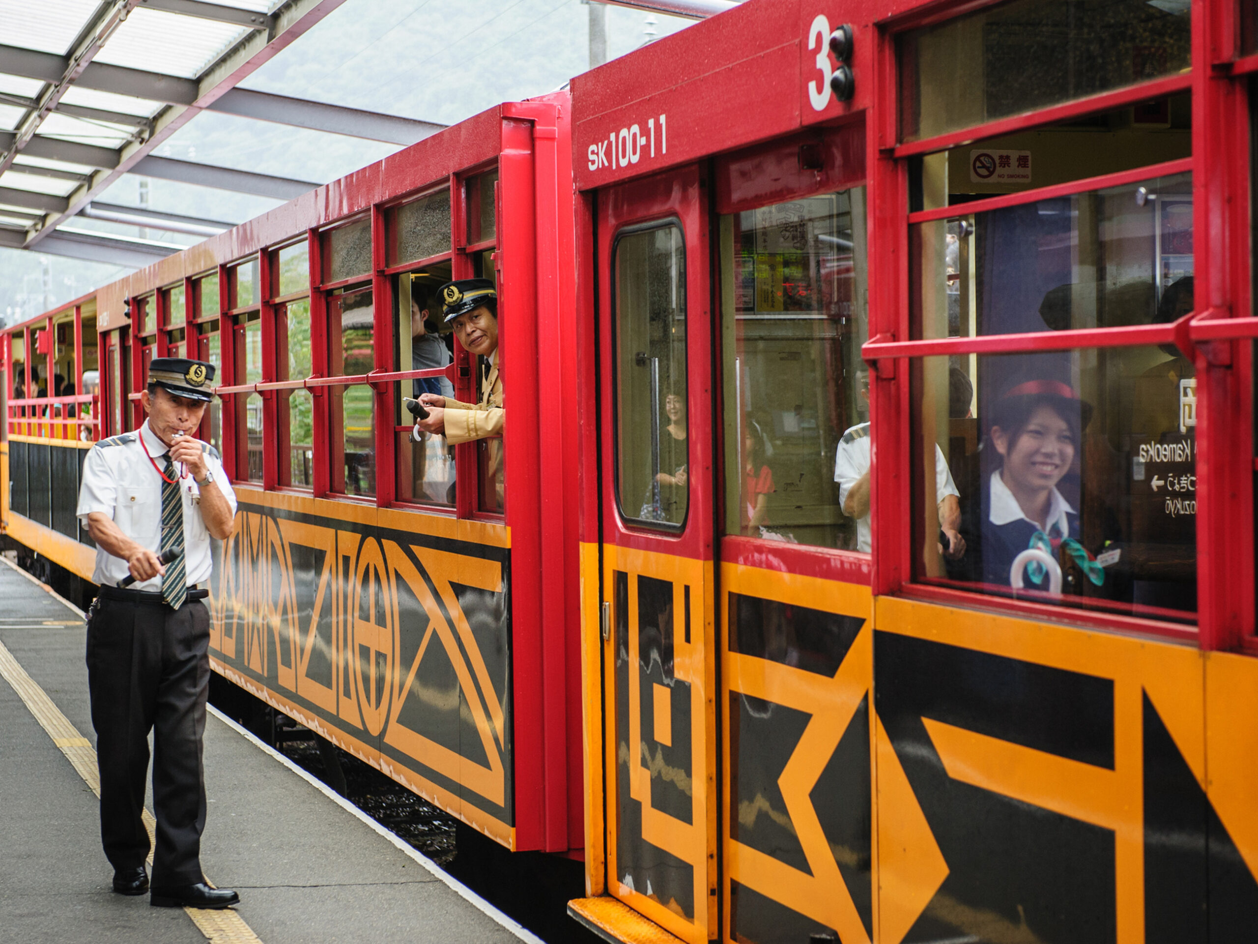 a Torokko train at Kameoka station, Kyoto.