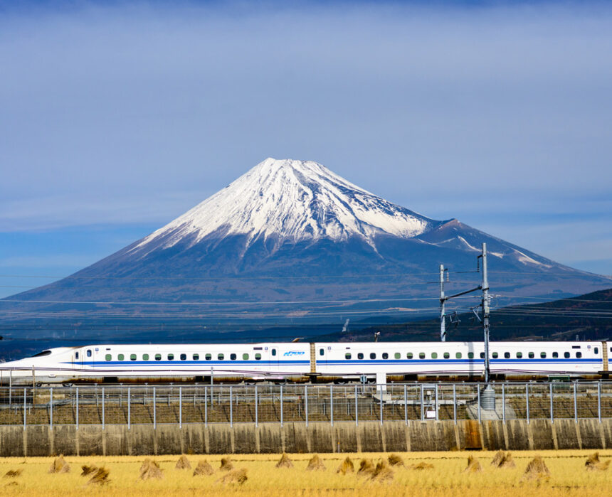 Fuji Mountain and Shinkansen Bullet Train