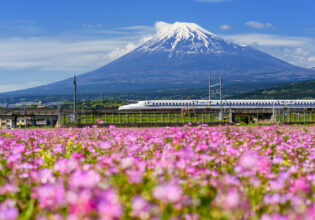 Shinkansen bullet train in Japan