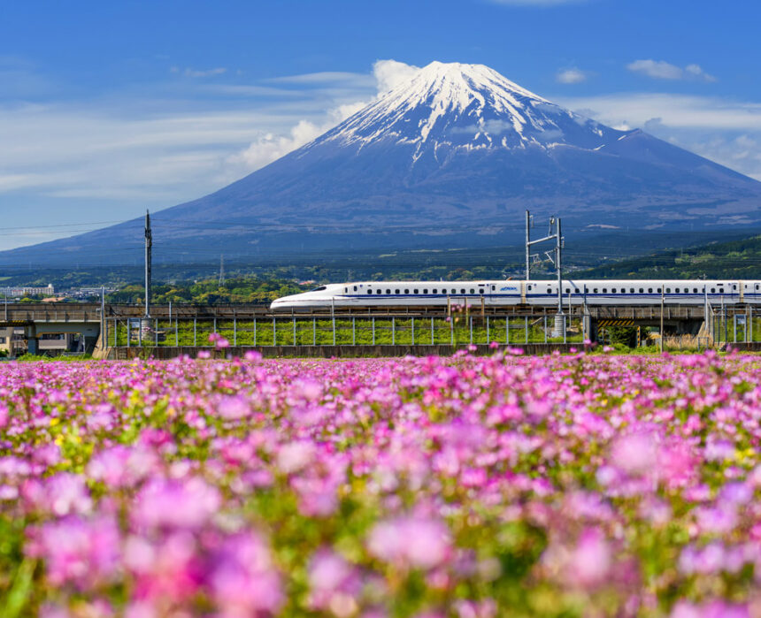 Shinkansen bullet train in Japan