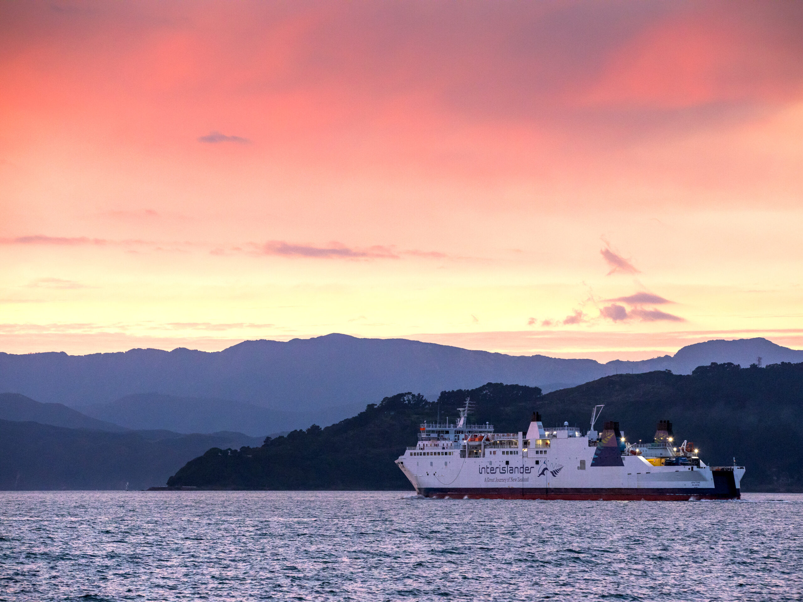 Interislander ferry sailing between the North and South Islands