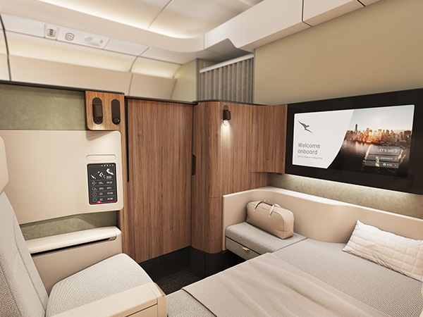 Qantas first class cabin render project sunrise