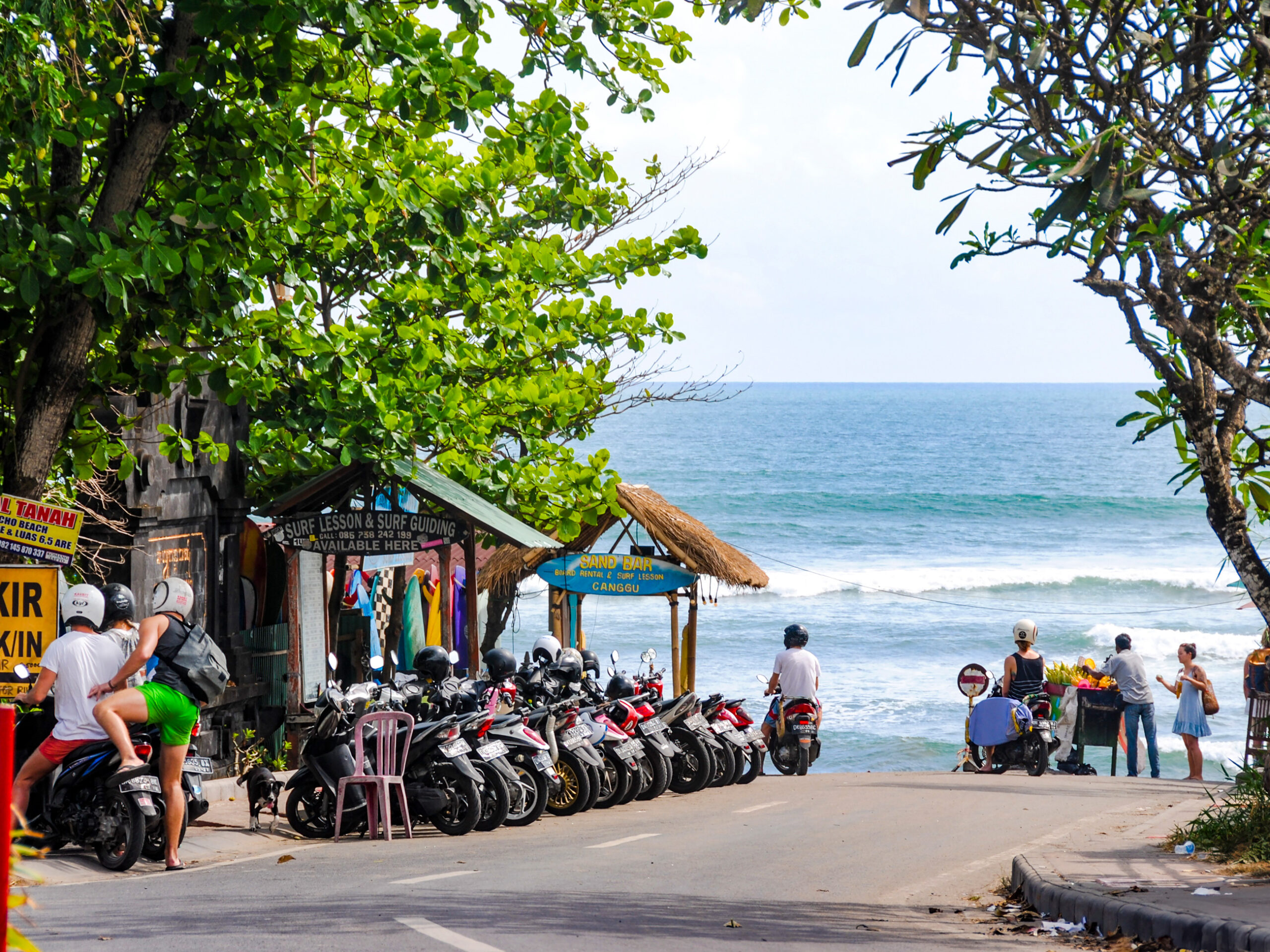 the main road of Canggu leading to the beach