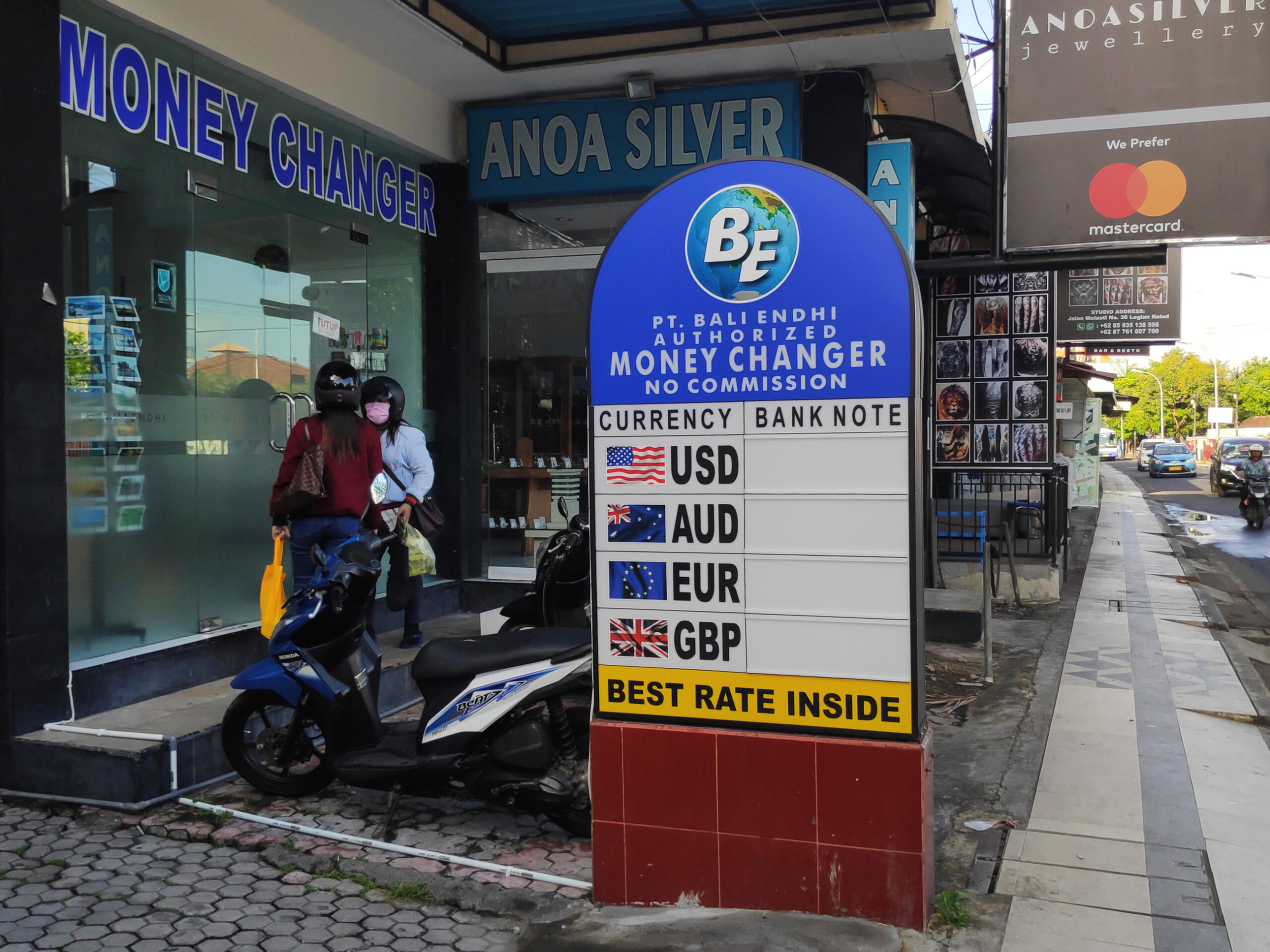 a money change shop in Bali