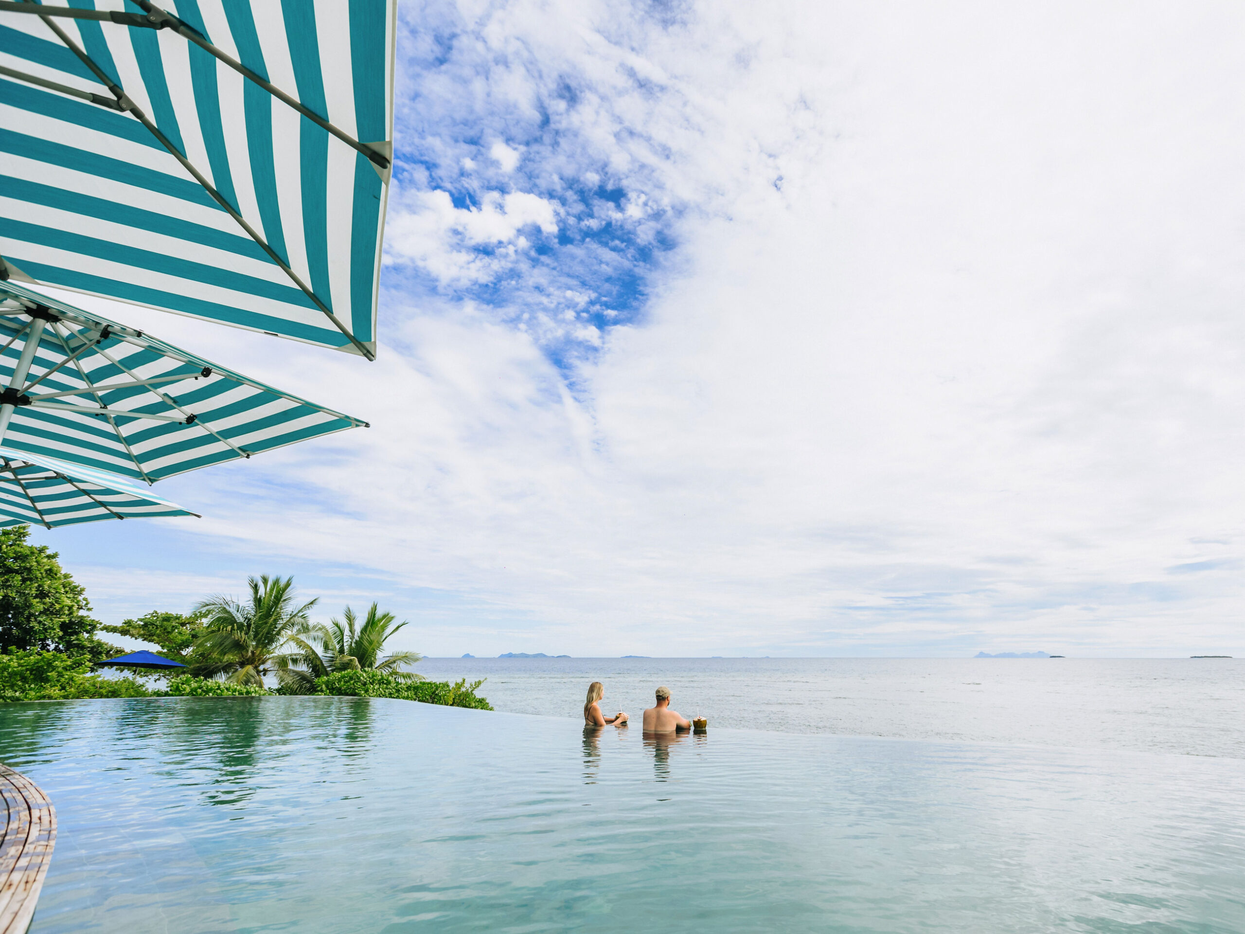 the infinity pool at Malamala Beach Club, Fiji