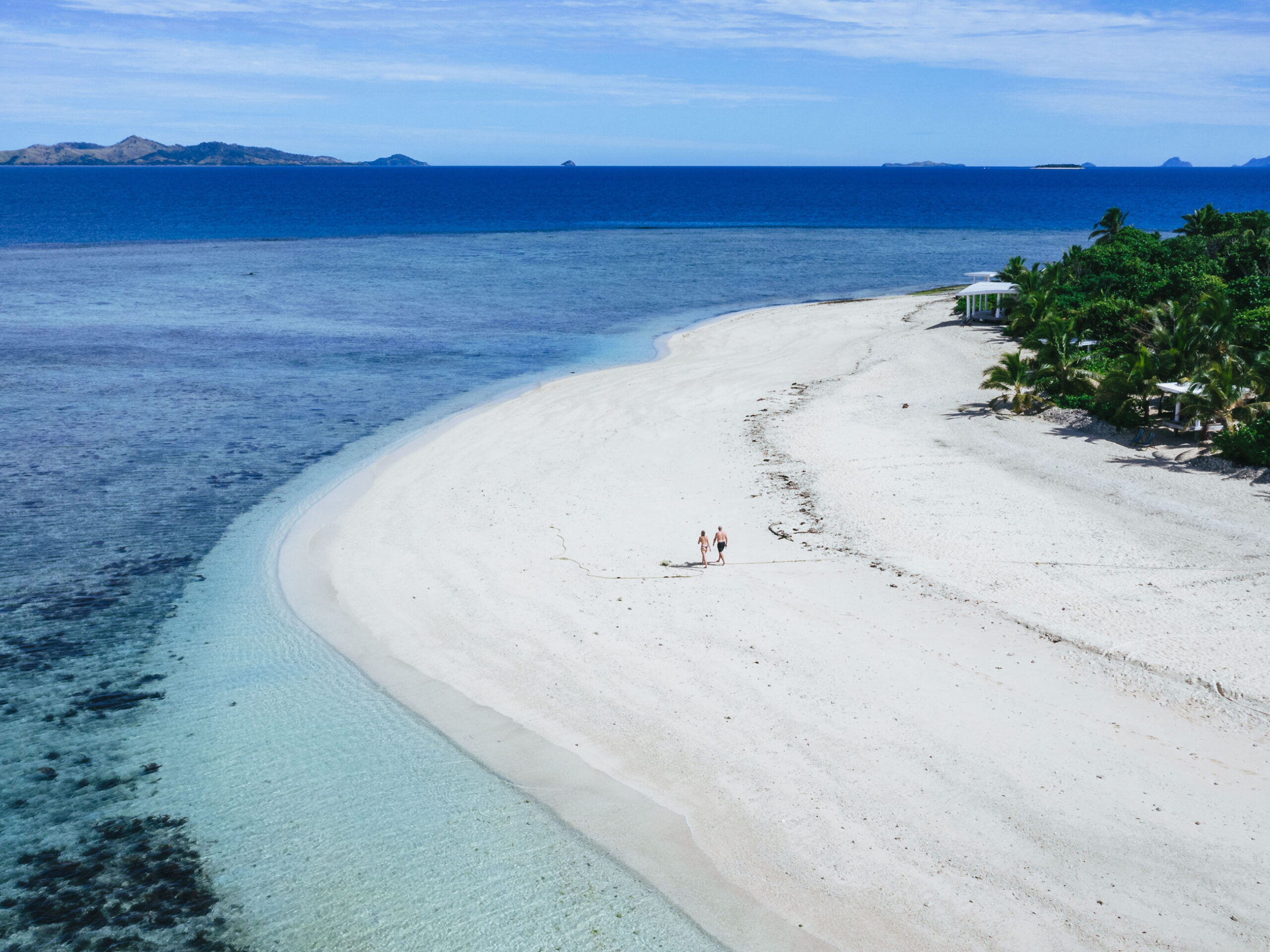 a white-sand beach at Malamala Beach Club, Fiji