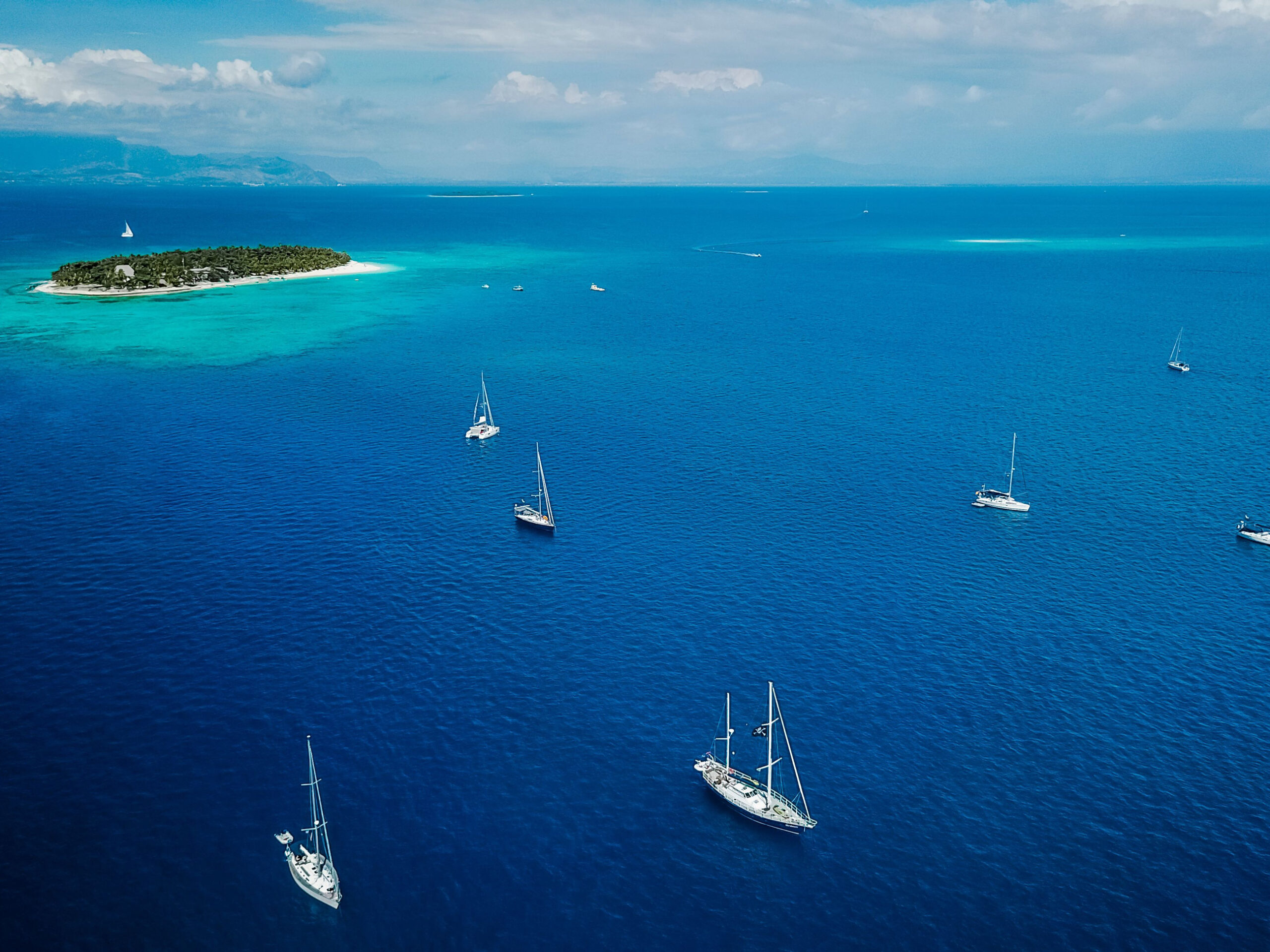 yachts at Beachcomber Island Resort, Fiji