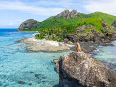Warrior welcome at Kuata Island, Fiji