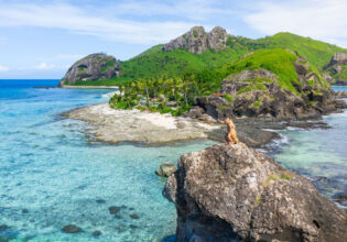 Warrior welcome at Kuata Island, Fiji