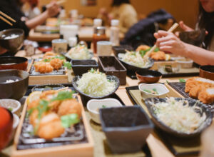Tonkatsu group dining in Japan