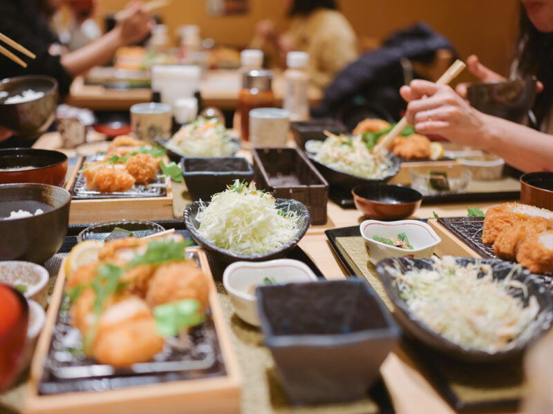 Tonkatsu group dining in Japan