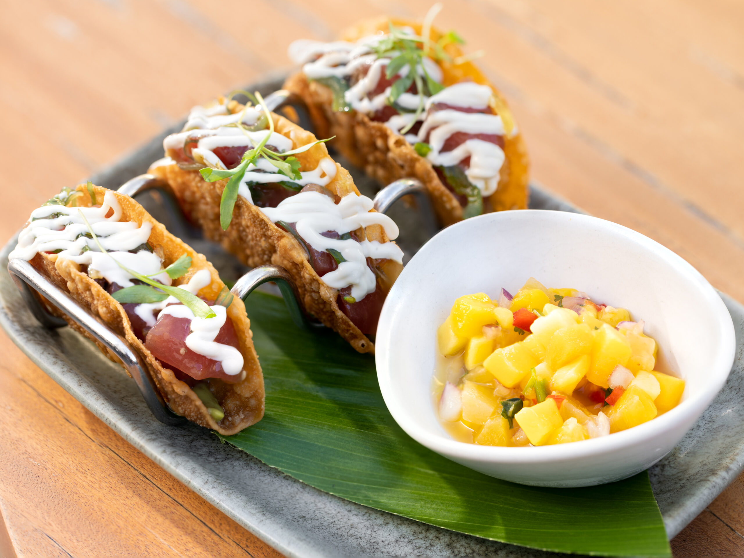 Wonton poke tacos from The Hideout Waikīkī