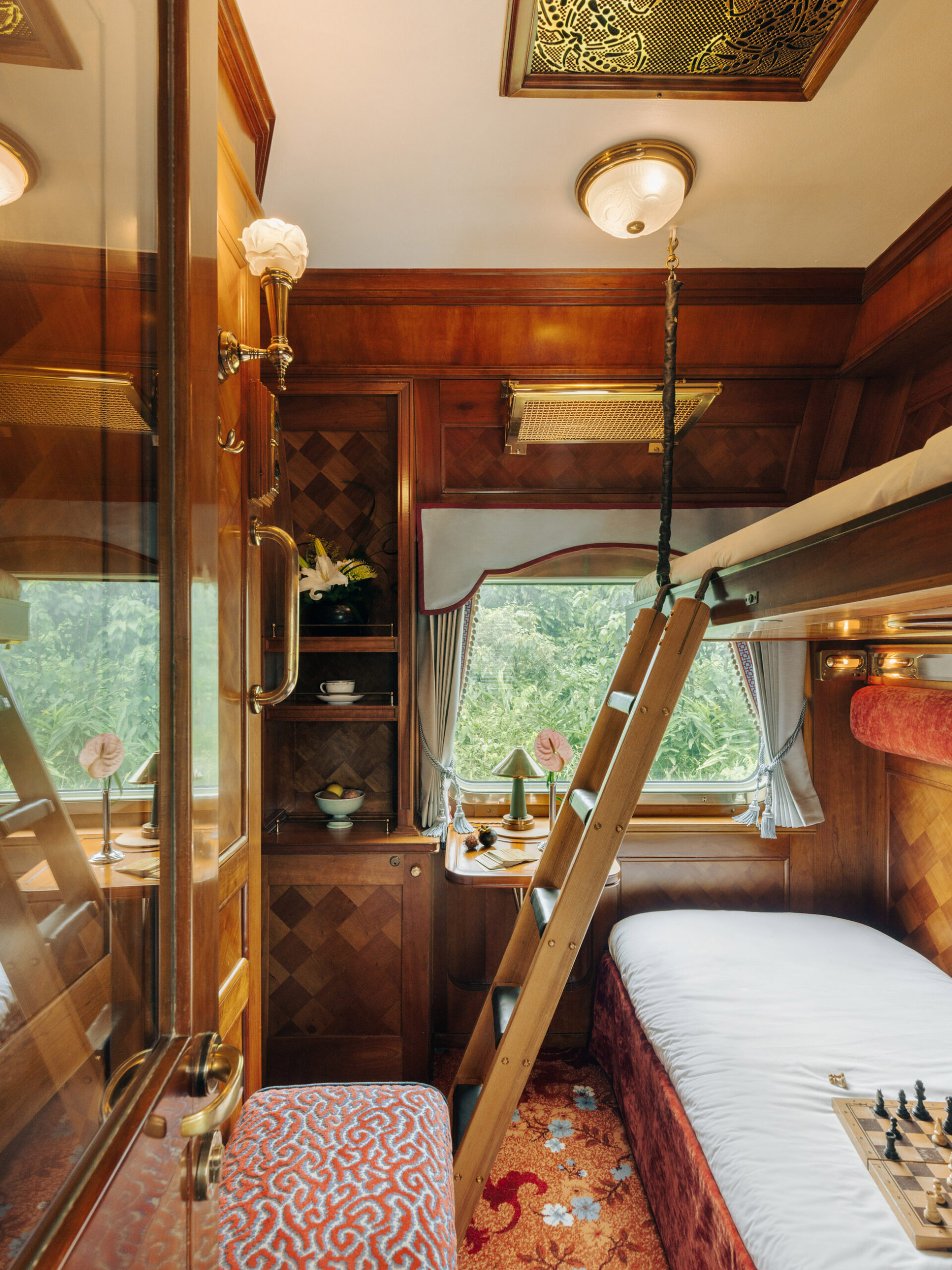 the cabin interior of the Eastern & Oriental Express, A Belmond Train, Southeast Asia