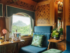 the bar car onboard the Eastern & Oriental Express, A Belmond Train, Southeast Asia