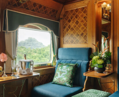 the bar car onboard the Eastern & Oriental Express, A Belmond Train, Southeast Asia