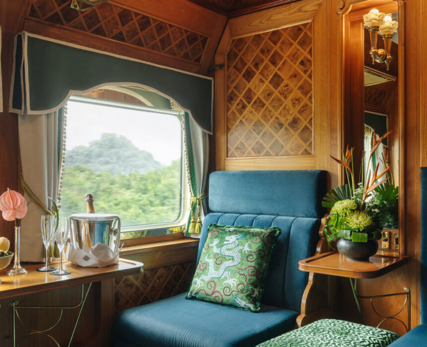 the bar car onboard the Eastern & Oriental Express, A Belmond Train, Southeast Asia