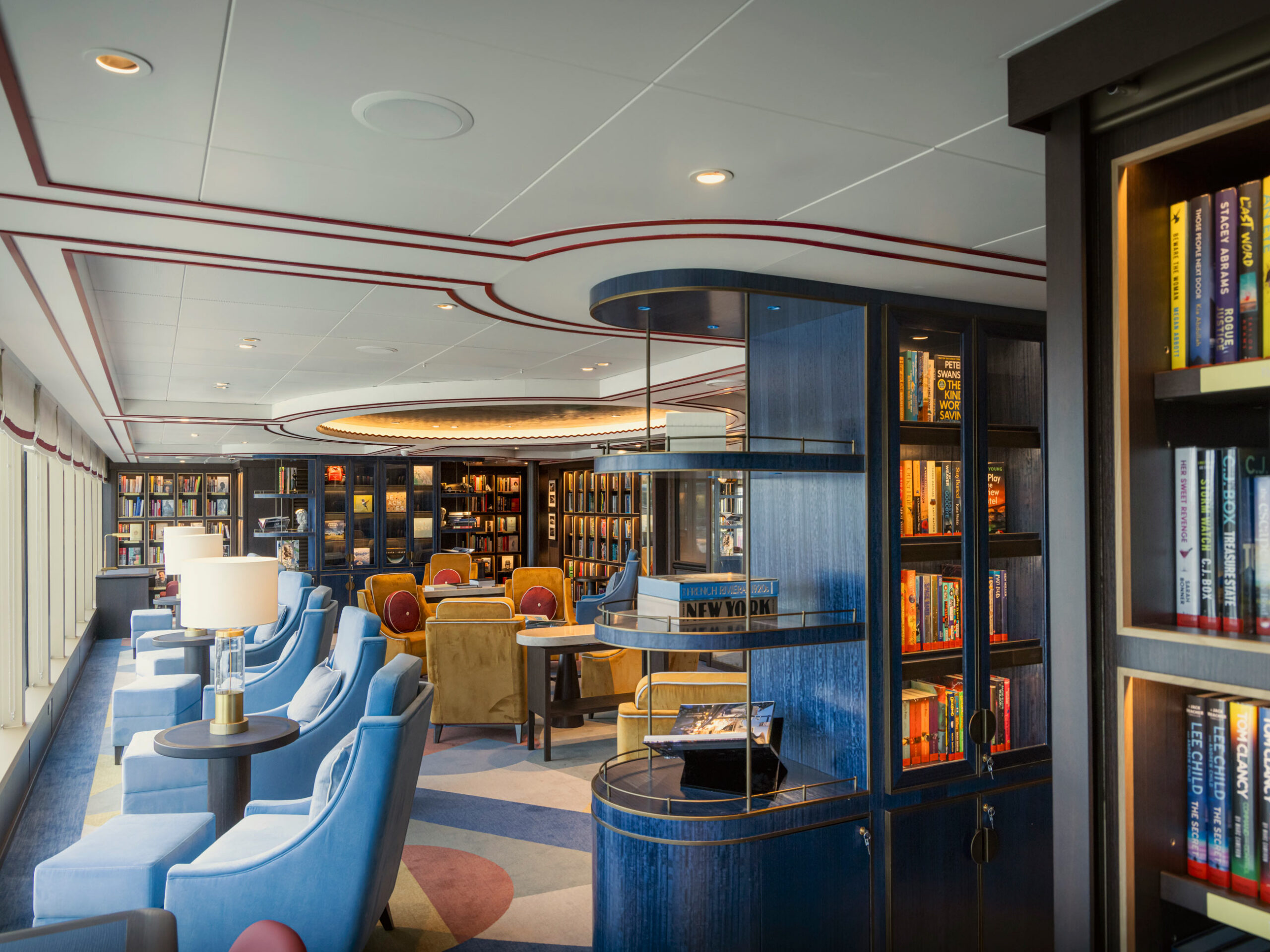 onboard library at Cunard