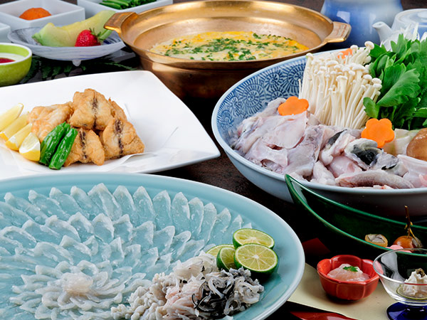 fugu sashimi and hot pot Chugoku region food